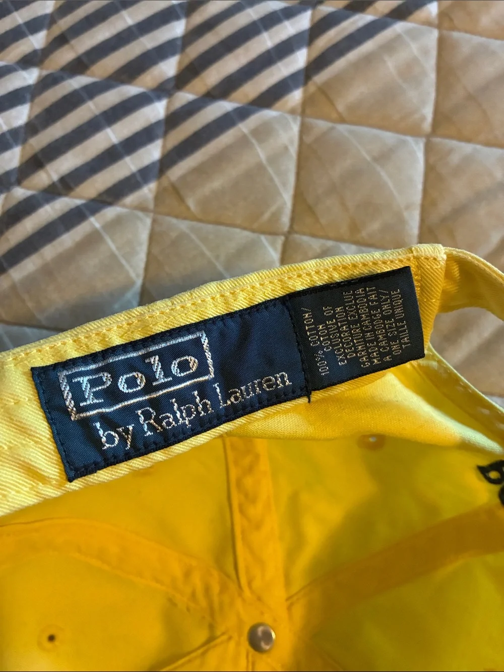 Polo by Ralph Lauren Yellow Ball Cap with Navy Pony adjustable hat